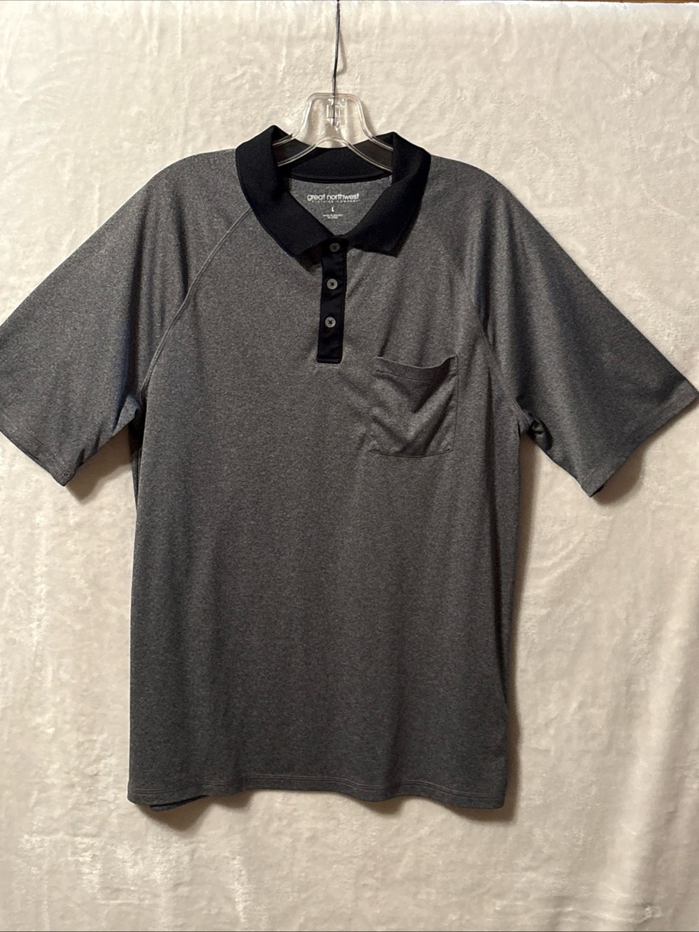 Great Northwest Clothing Company Men's Charcoal Gray Polo with Black Collar